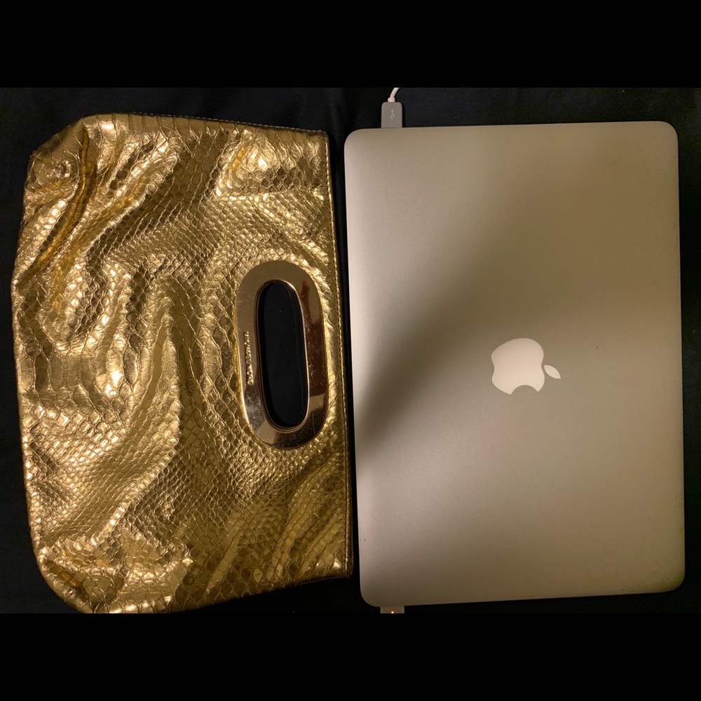 Michael Kors Berkeley Metallic Python Clutch Gold - image 5